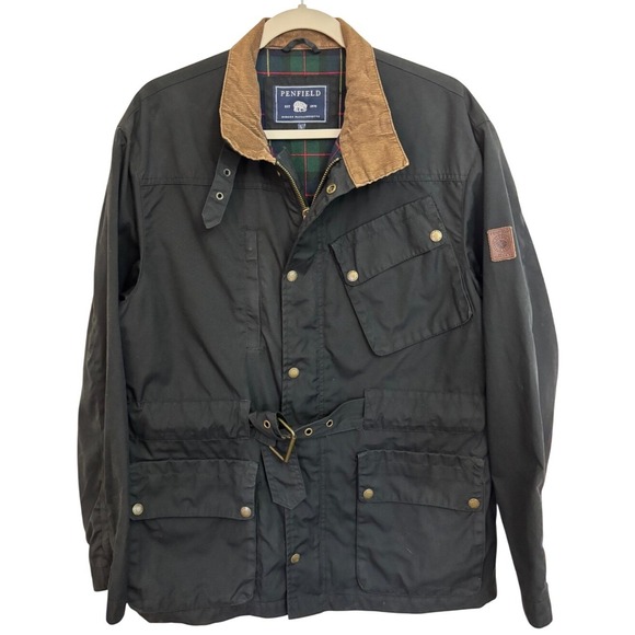 Penfield Other - EUC Penfield Walpole Hudson Wax Cloth Field Jacket Men's L Black Corduroy Belted